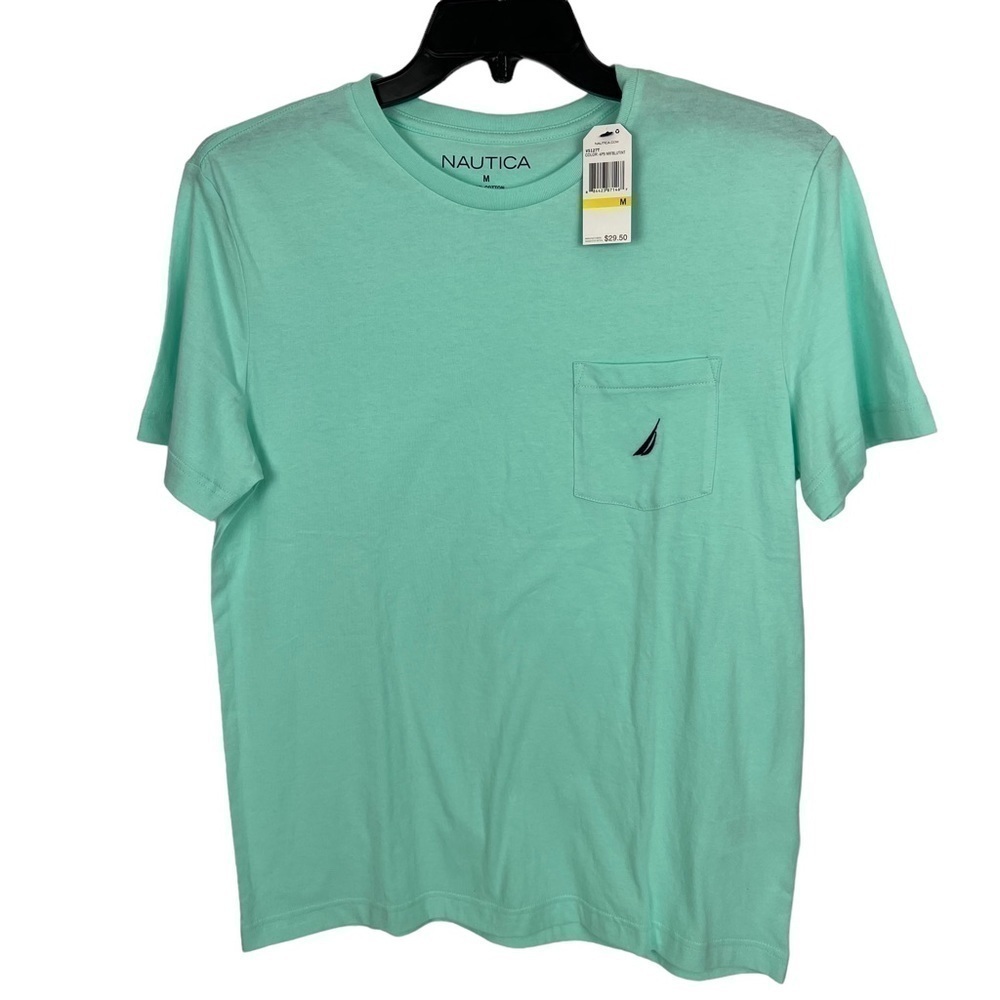 NWT NAUTICA Men’s Pullover Tee Shirt Sz Medium Color Green Short Sleeves